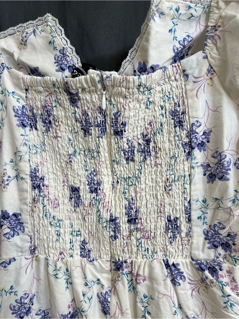 NWT Women’s Scoop White Floral Puff-Sleeve Midi lined linen lace trim Dress XL - Picture 8 of 10